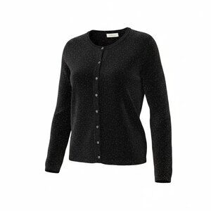 Talbots Sparkle‎ Metallic & Black Button Front Cardigan Sweater Size PM